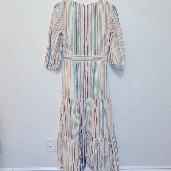Parker Cottage-core Maxi Dress Striped Open Front sz Small - Picture 8 of 8